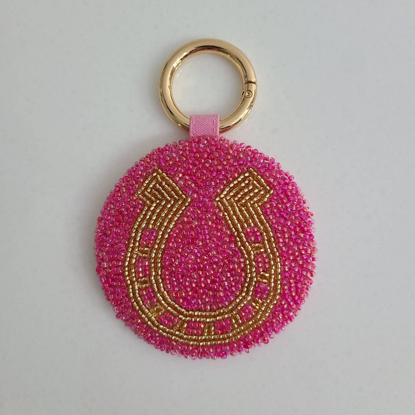 Pink horseshoe keychain