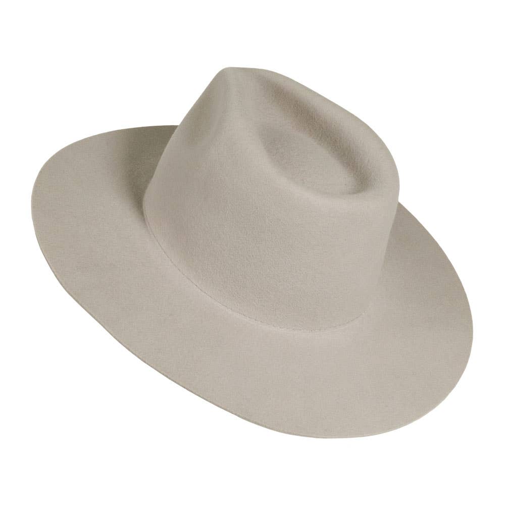 100% Wool Felt Flat Brim Fedora Hat - Style Rancher