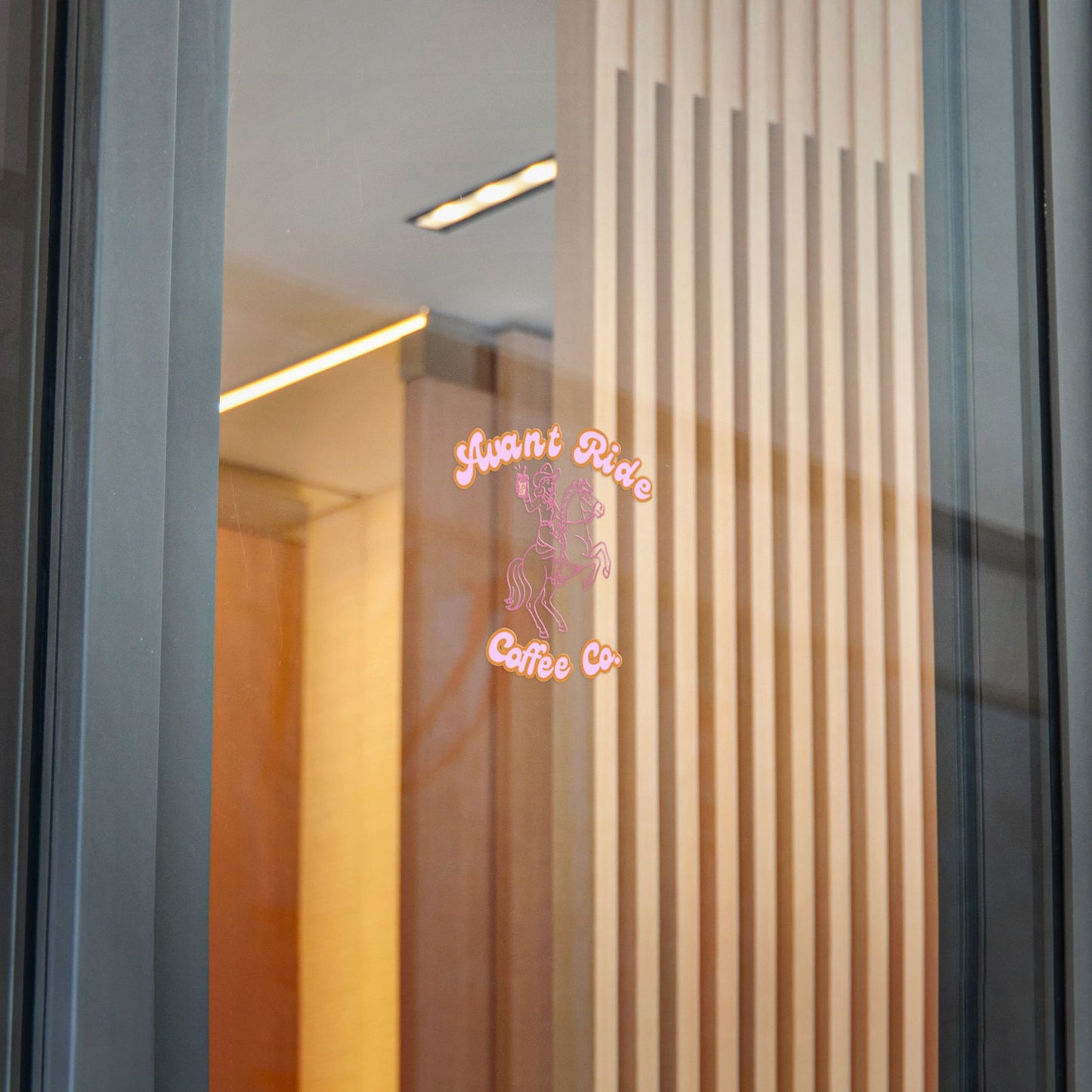 Die-Cut Sticker — “Sunnt Ride Coffee Co.” Vintage Cowboy Coffee Logo (Pink & Orange)