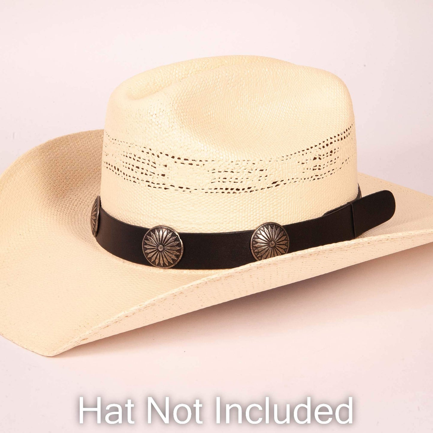 Genuine Leather Concho Hat Band - Style Aztec
