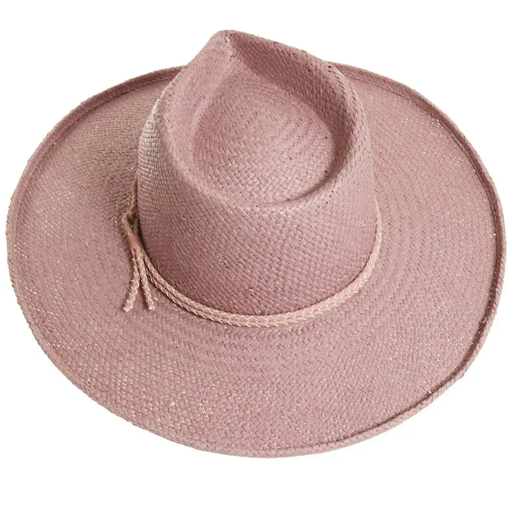 Straw Sun Hat Curled Brim - Style Horseshoe Bay