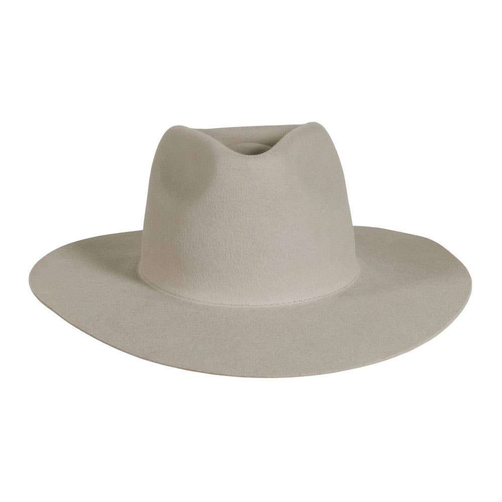 100% Wool Felt Flat Brim Fedora Hat - Style Rancher