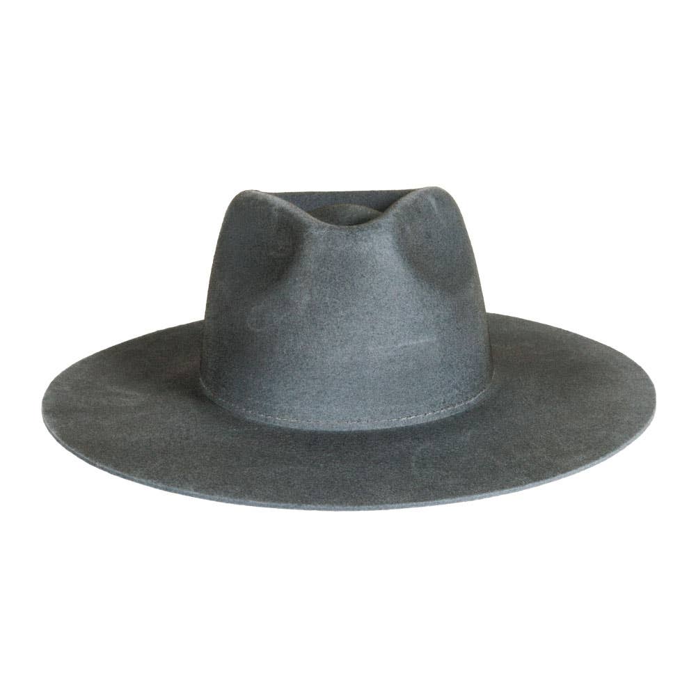 100% Wool Felt Flat Brim Fedora Hat - Style Rancher