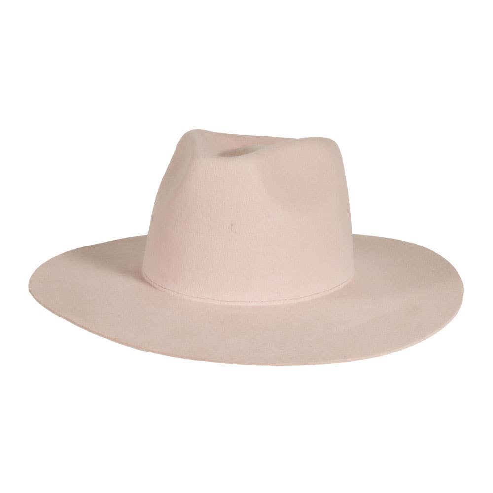 100% Wool Felt Flat Brim Fedora Hat - Style Rancher