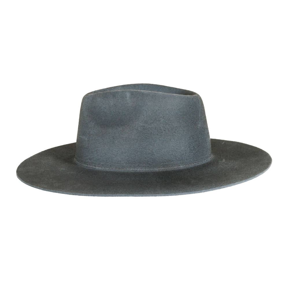 100% Wool Felt Flat Brim Fedora Hat - Style Rancher