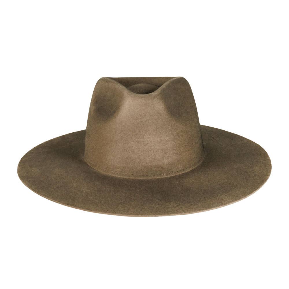 100% Wool Felt Flat Brim Fedora Hat - Style Rancher