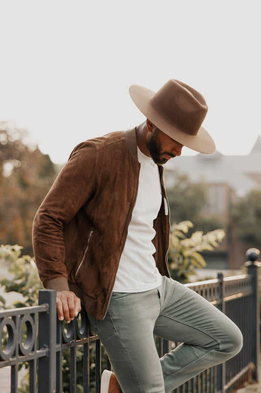 100% Wool Felt Flat Brim Fedora Hat - Style Rancher