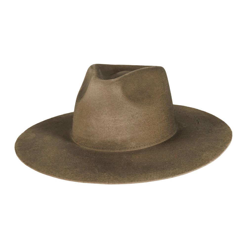 100% Wool Felt Flat Brim Fedora Hat - Style Rancher