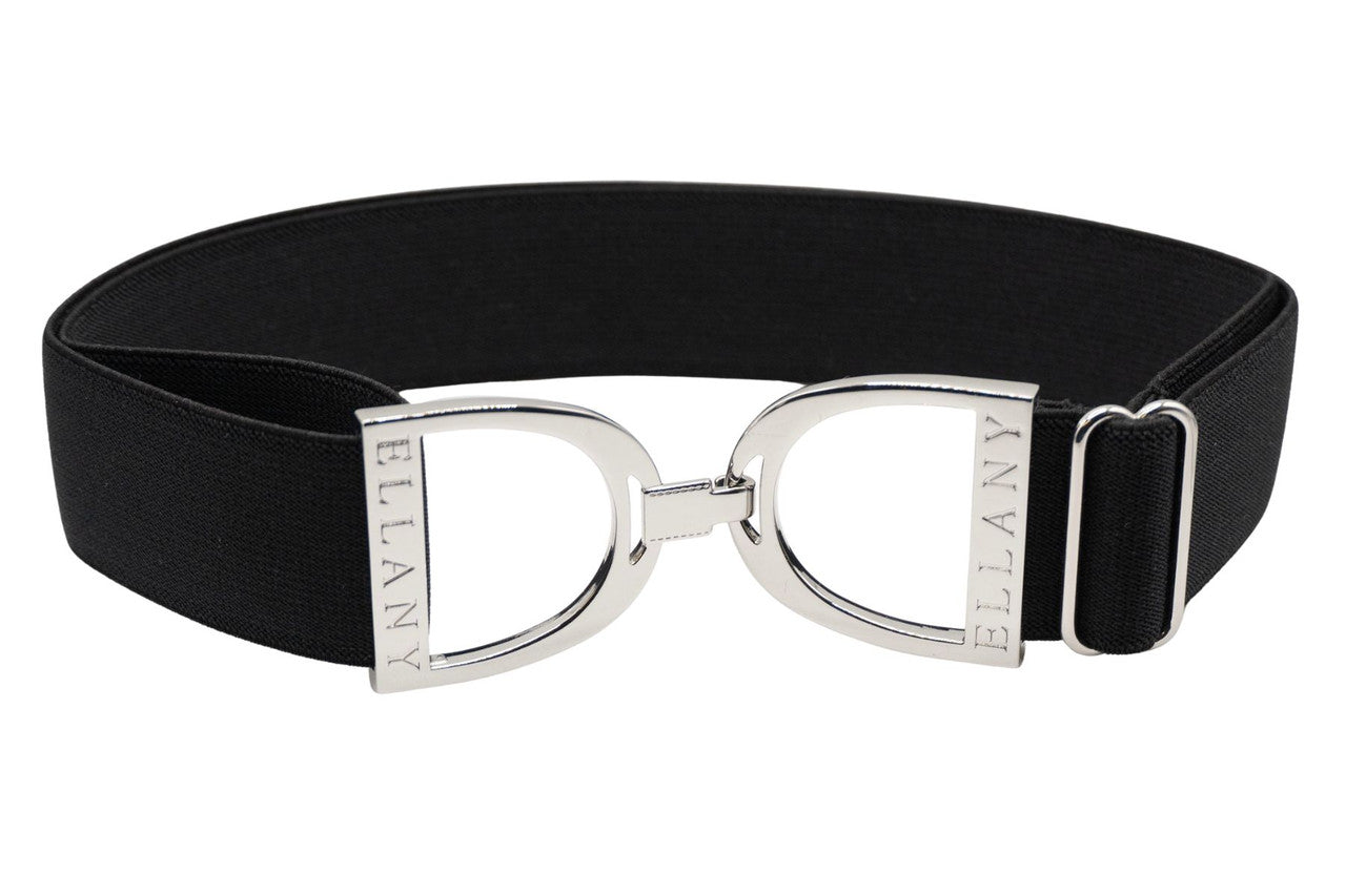 Black - 1.5" Silver Stirrup Elastic Belt
