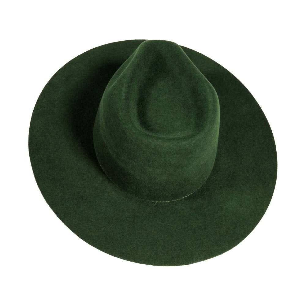 100% Wool Felt Flat Brim Fedora Hat - Style Rancher