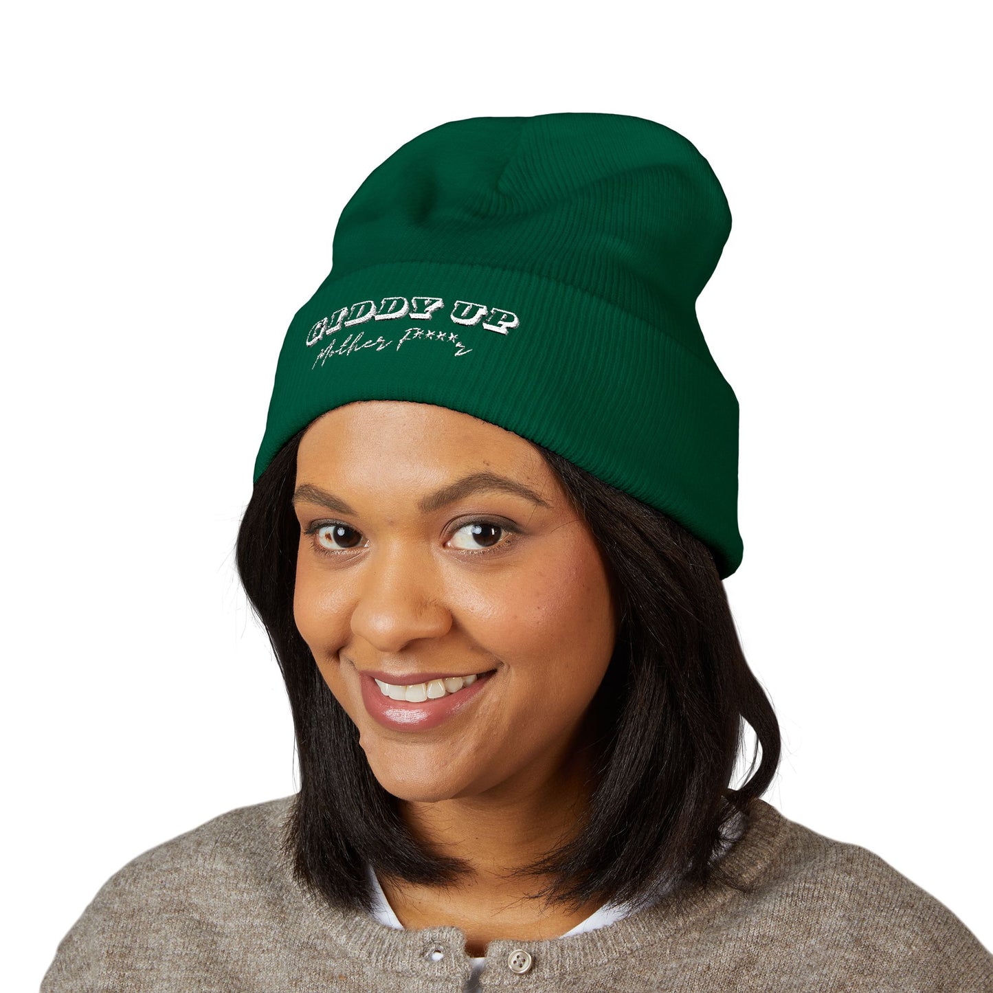 Giddy Up Embroidered Cuffed Beanie for Cozy Style