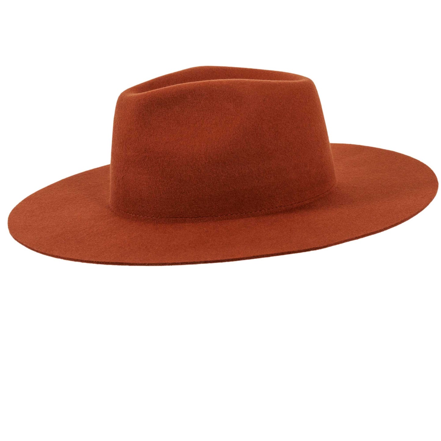 100% Wool Felt Flat Brim Fedora Hat - Style Rancher