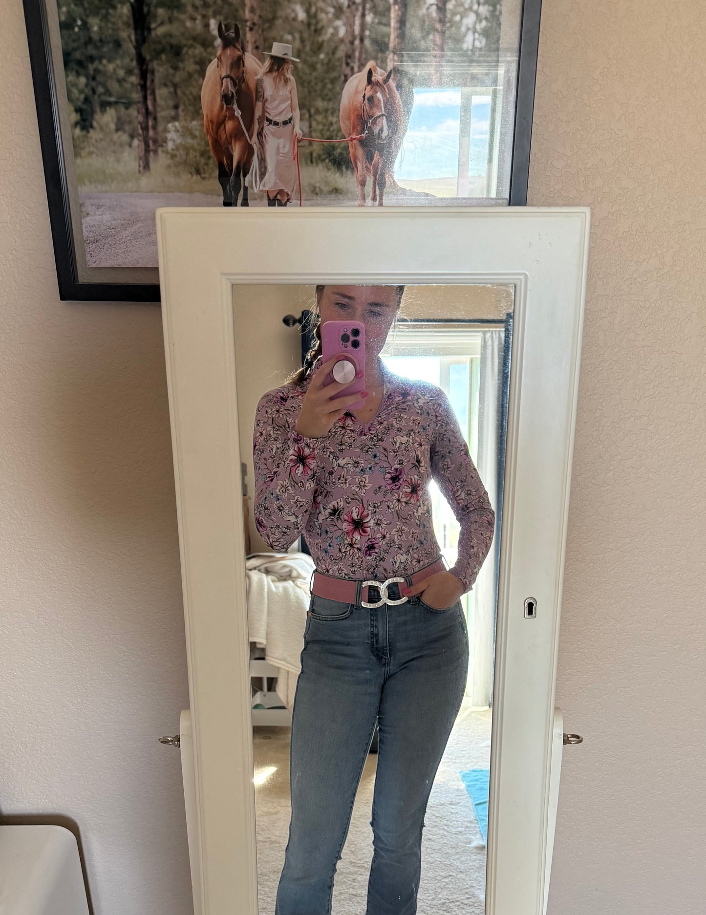 Purple floral riding top