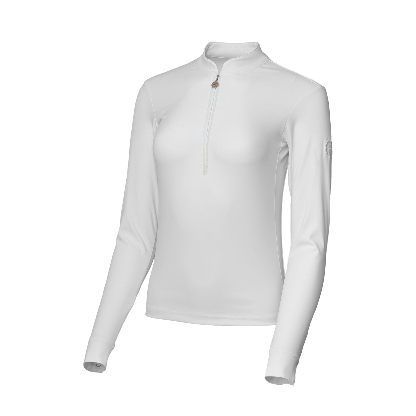 Heidi - Long Sleeve Riding Top with Crystal Fabric Trim