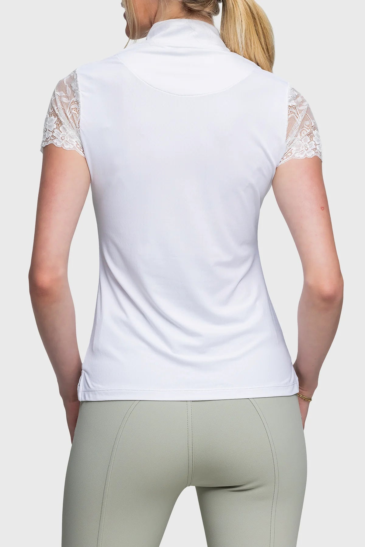 Galloon Lace white Short Sleeve Sun Shirt