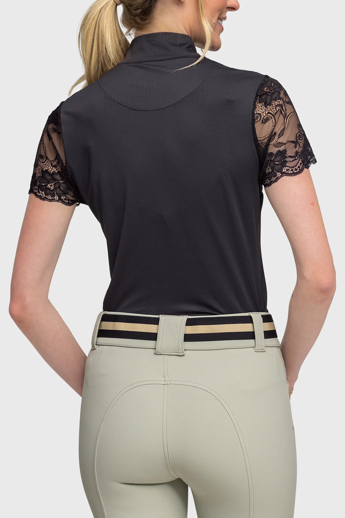 Galloon Lace Black Short Sleeve Sun Shirt