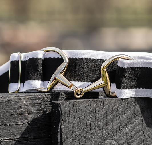 The Novella Black + White Stripe Snaffle Belt
