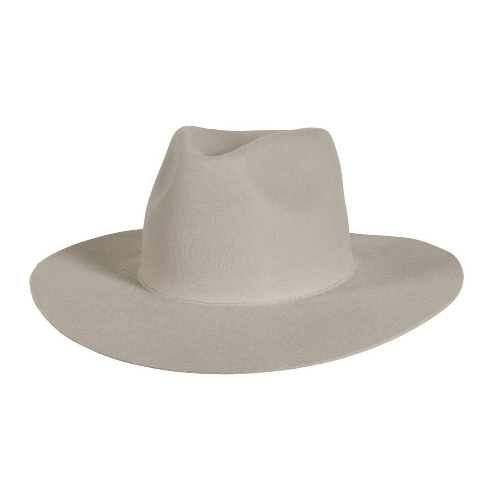 100% Wool Felt Flat Brim Fedora Hat - Style Rancher