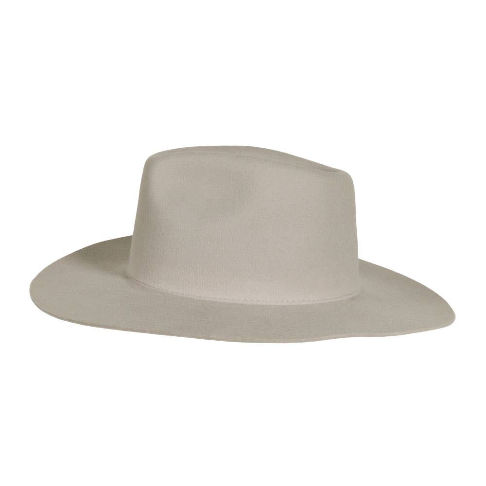 100% Wool Felt Flat Brim Fedora Hat - Style Rancher