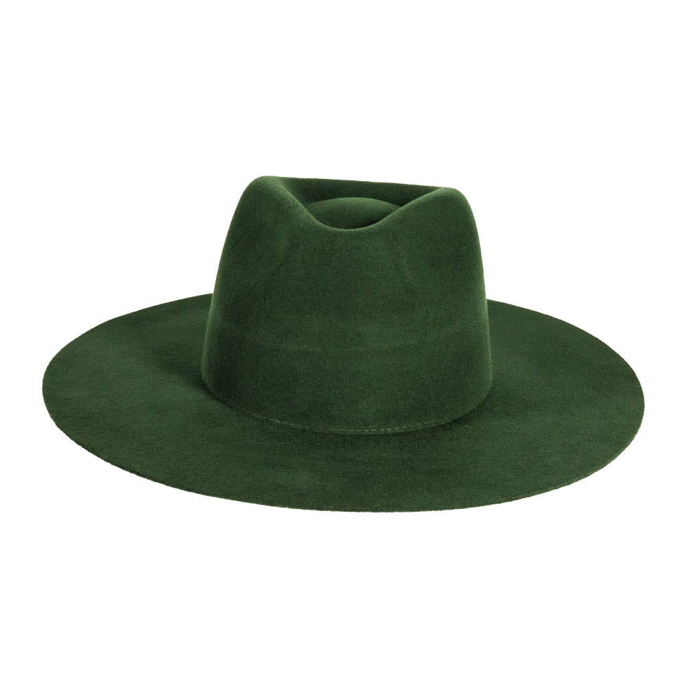 100% Wool Felt Flat Brim Fedora Hat - Style Rancher