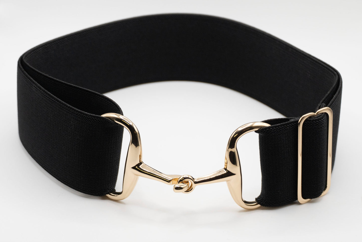 Black - 2" Gold Snaffle Elastic Belt