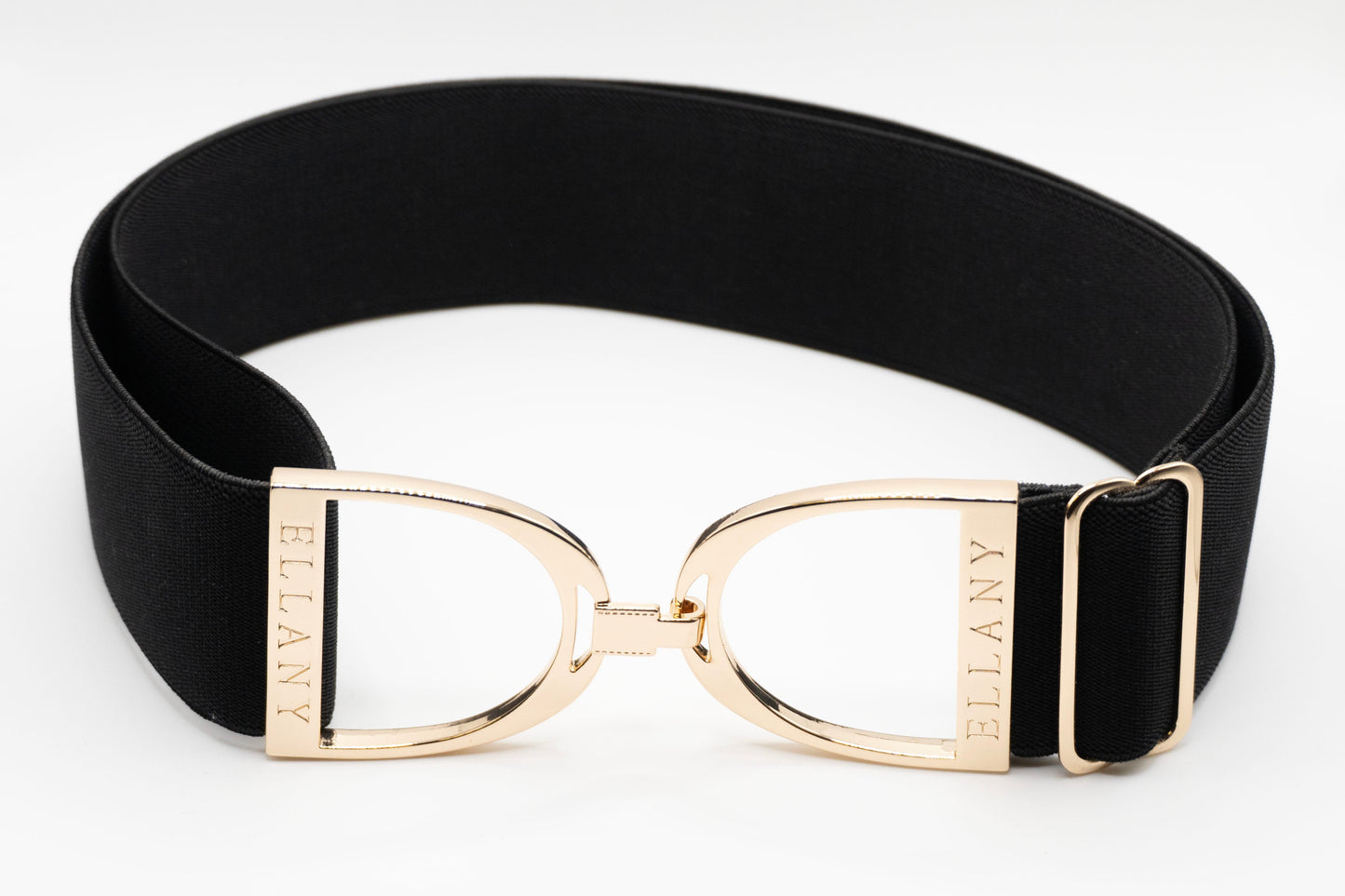 Black - 2" Gold Stirrup Elastic Belt