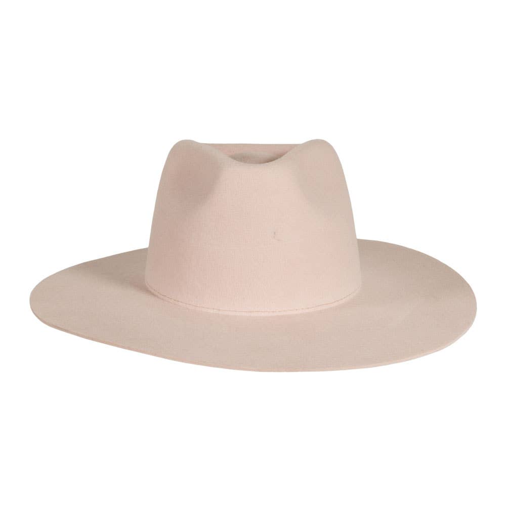 100% Wool Felt Flat Brim Fedora Hat - Style Rancher
