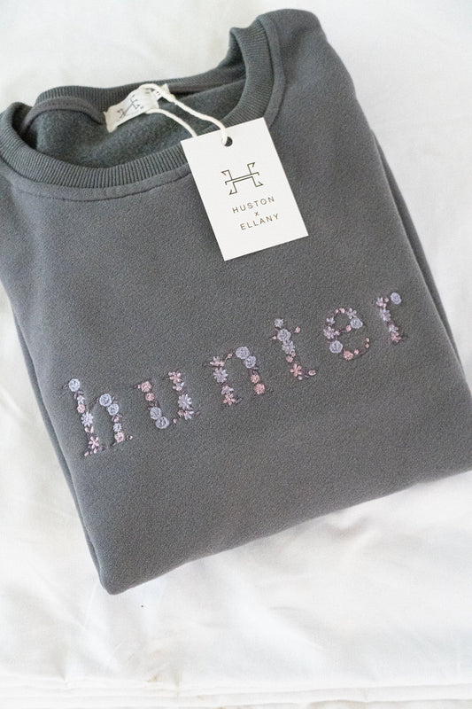 Grey "HUNTER" Sweatshirt - Purple