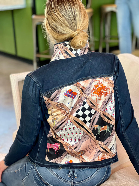 The Dark Denim Jacket / Designer Horse with Straps