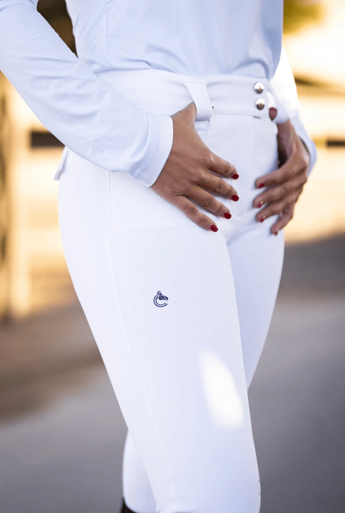 Juliette High Compression Show Breeches | White - Sample Sale