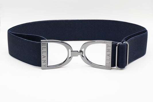 Navy - 1.5" Gunmetal Stirrup Elastic Belt