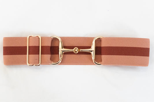 Rose Stripes - 2" Gold Snaffle Elastic Belt