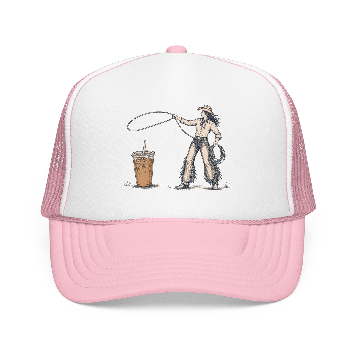 Cyclist Ring Toss Foam Trucker Hat — Funny Bike Skill Graphic Cap