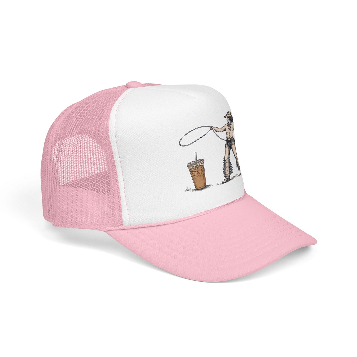 Cyclist Ring Toss Foam Trucker Hat — Funny Bike Skill Graphic Cap