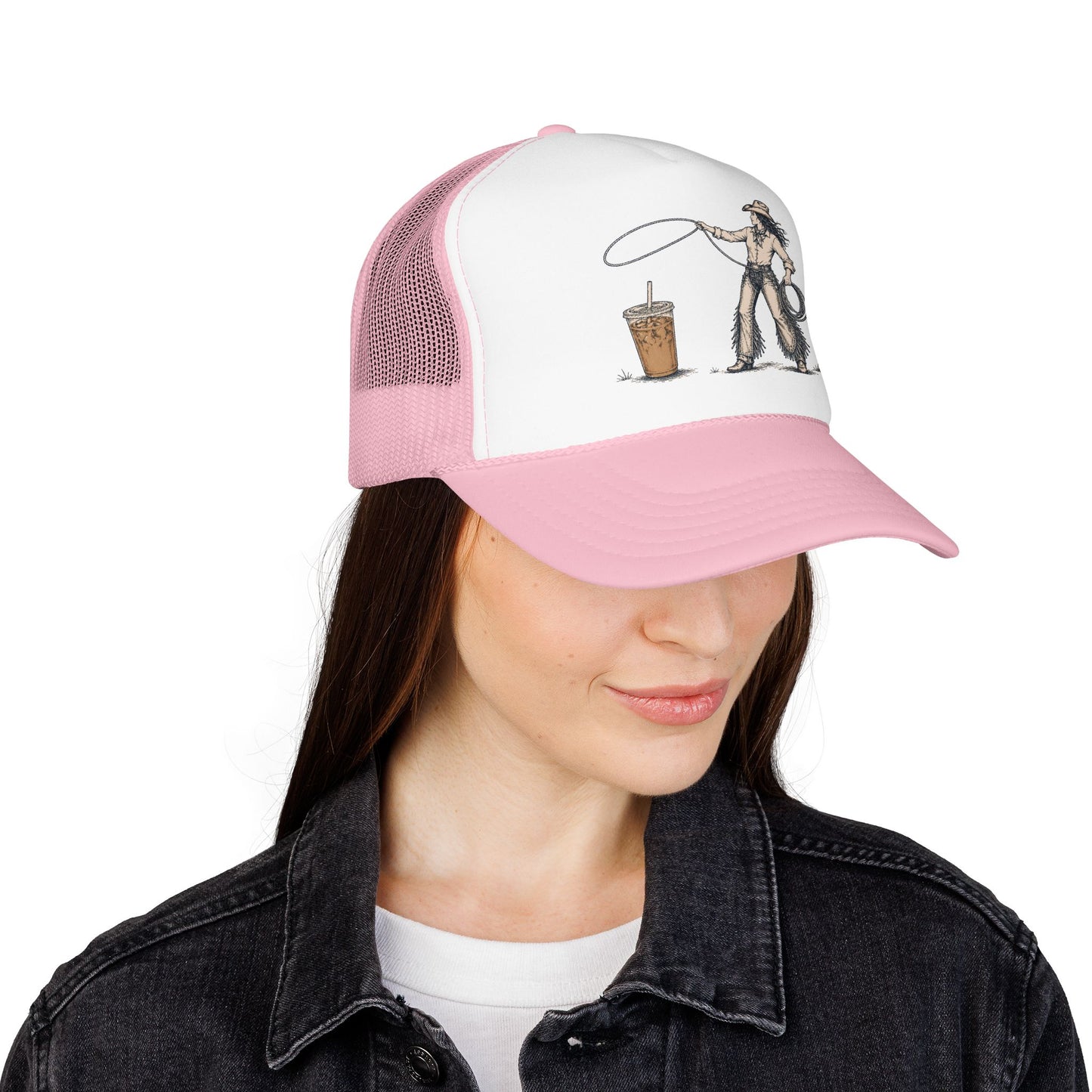 Cyclist Ring Toss Foam Trucker Hat — Funny Bike Skill Graphic Cap