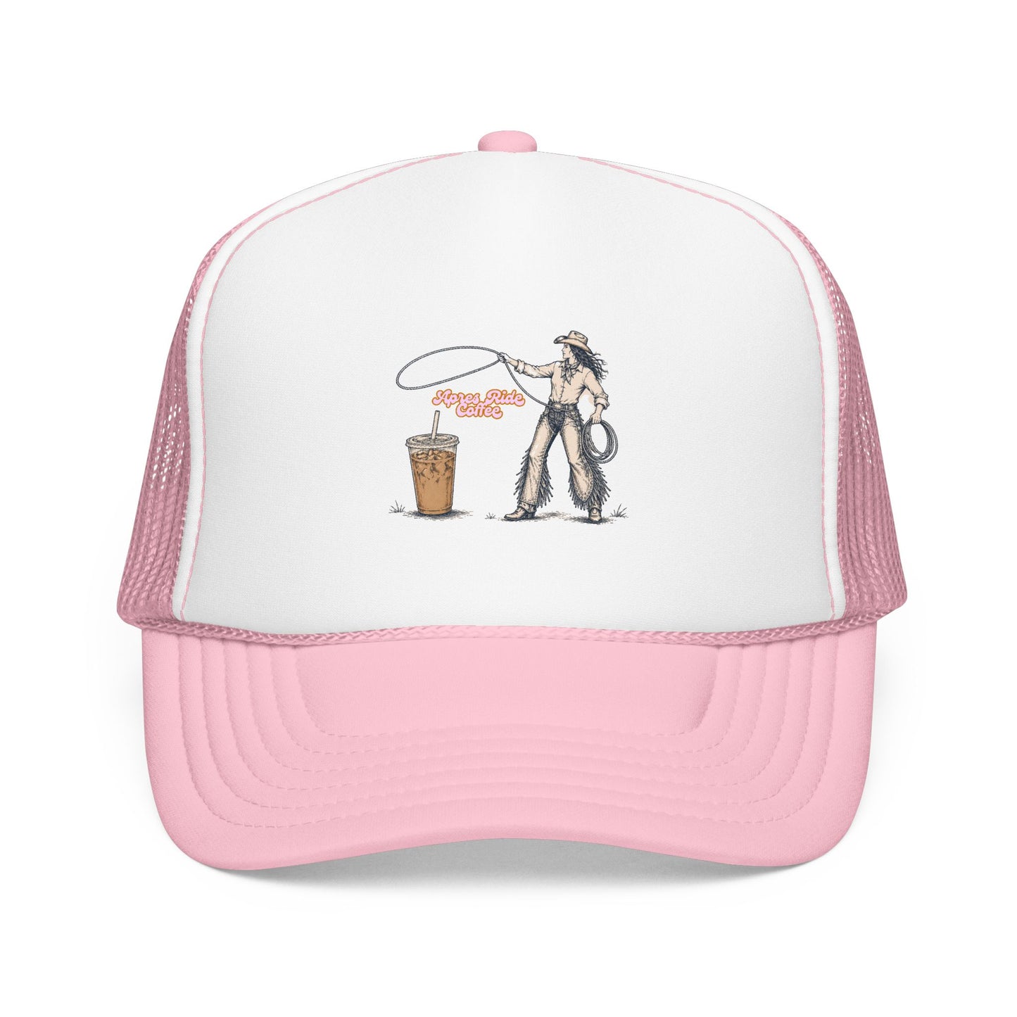 Cyclist Ring Toss Foam Trucker Hat — Funny Bike Skill Graphic Cap
