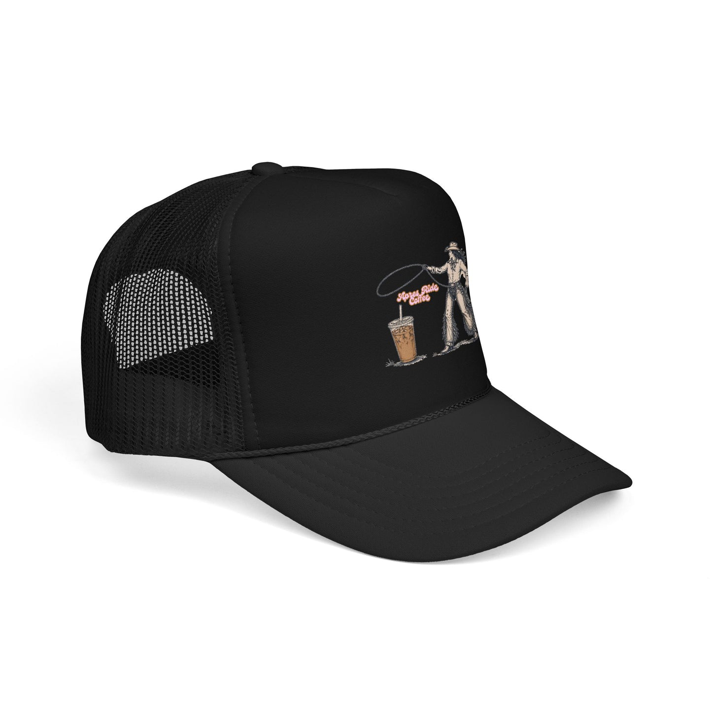 Cyclist Ring Toss Foam Trucker Hat — Funny Bike Skill Graphic Cap