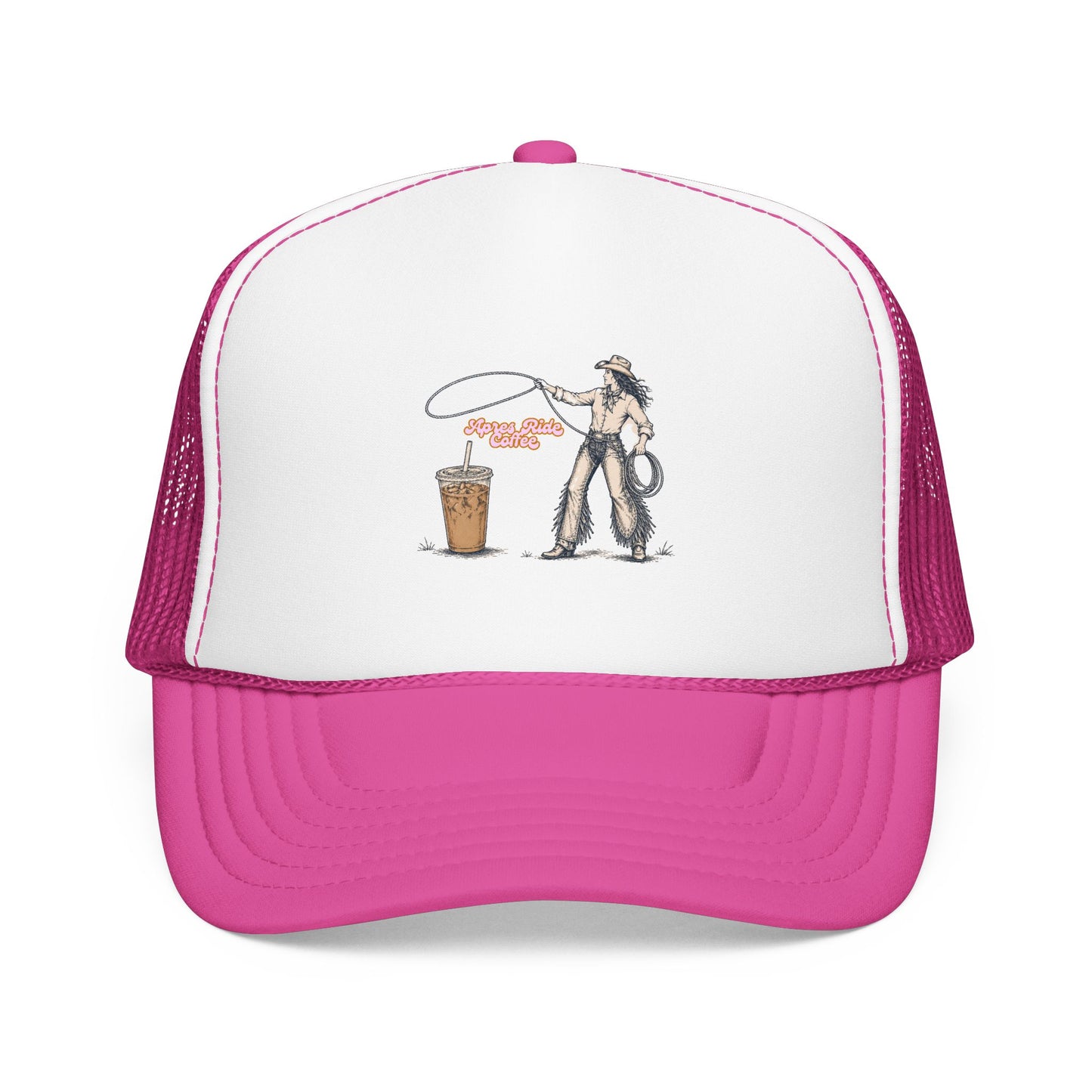 Cyclist Ring Toss Foam Trucker Hat — Funny Bike Skill Graphic Cap