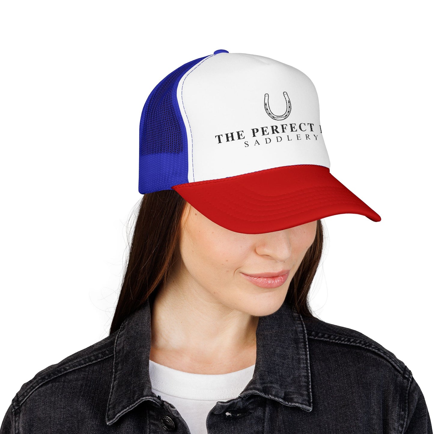 Trucker Hat — "The Perfect Fit Saddlery" Horseshoe Logo