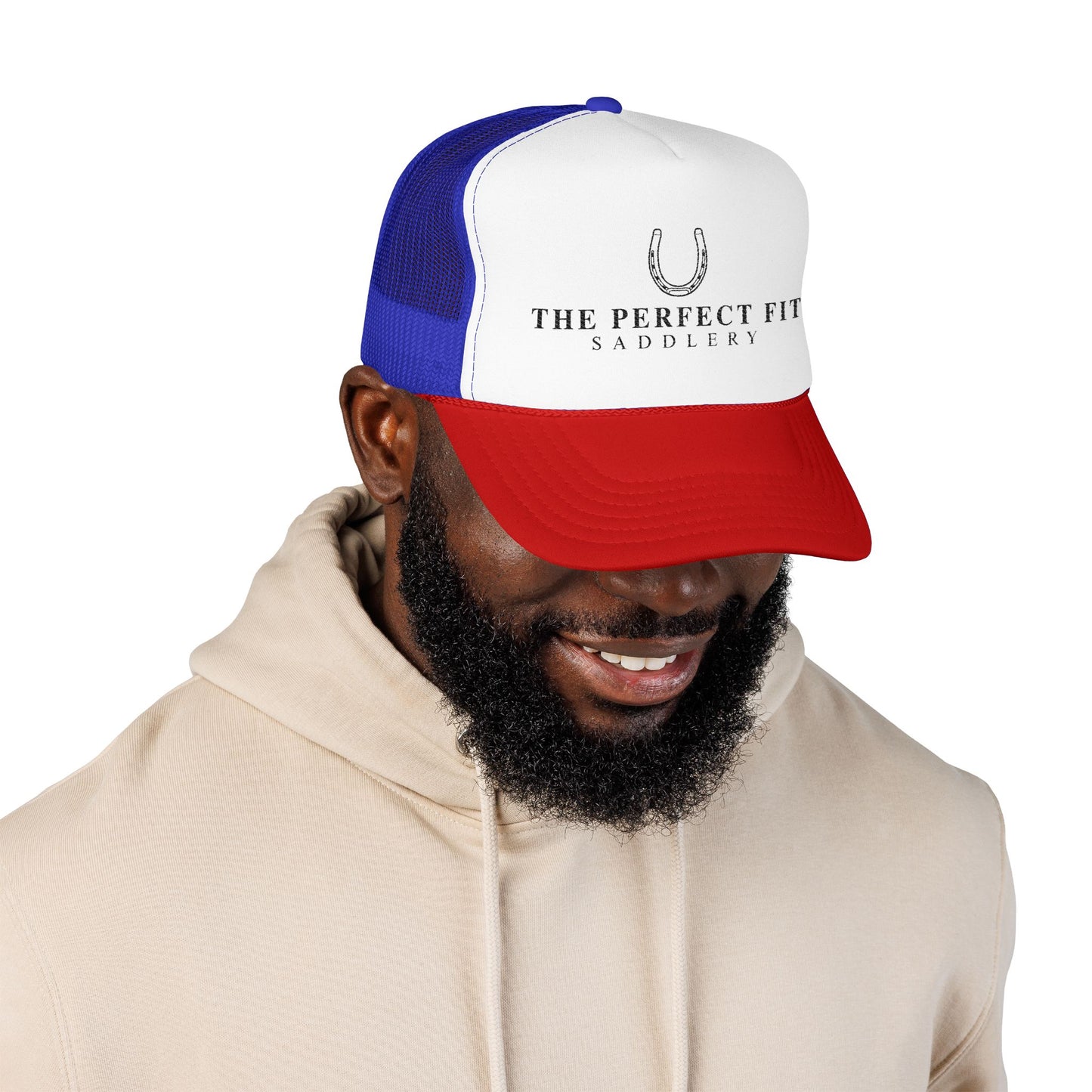 Trucker Hat — "The Perfect Fit Saddlery" Horseshoe Logo