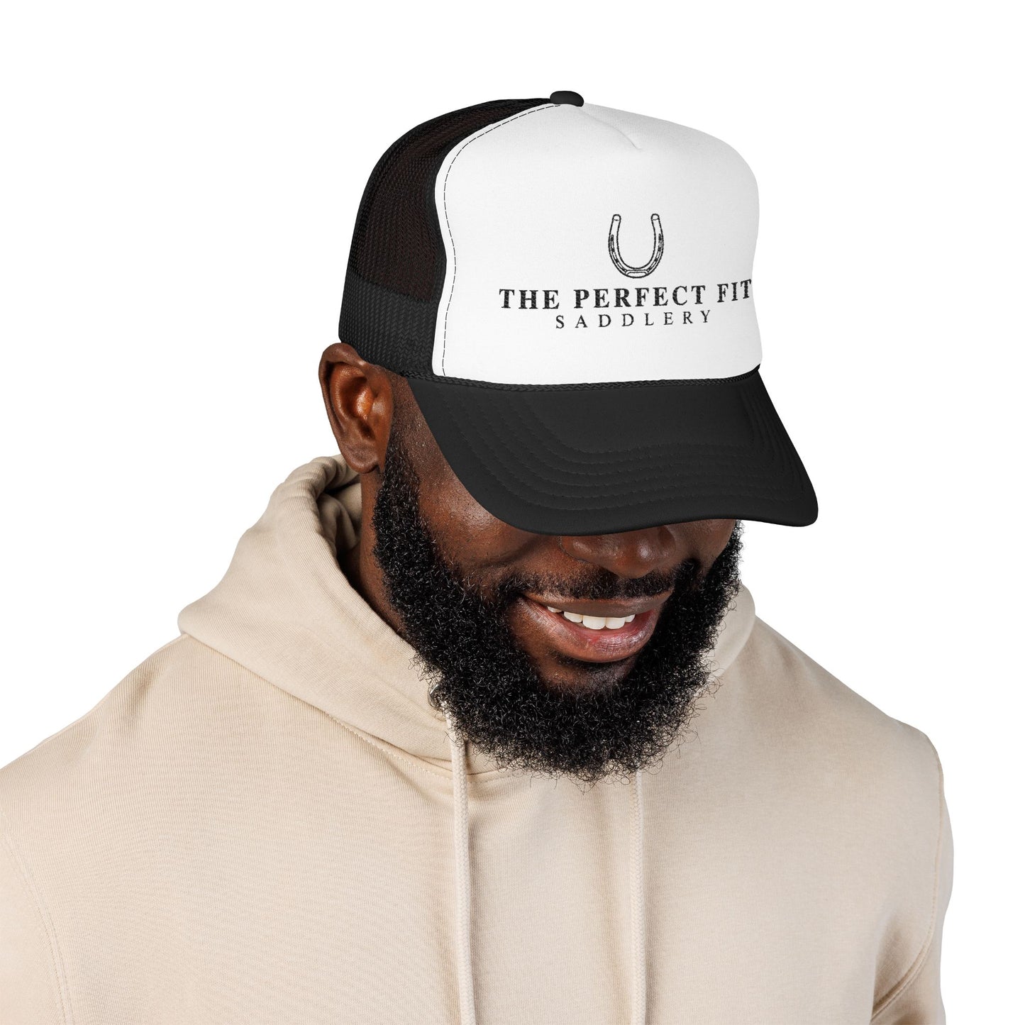 Trucker Hat — "The Perfect Fit Saddlery" Horseshoe Logo