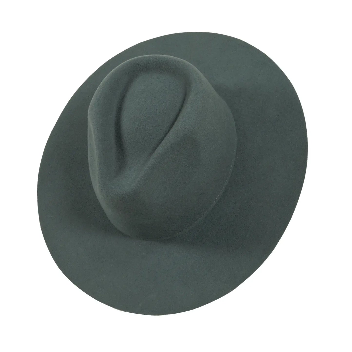 100% Wool Felt Flat Brim Fedora Hat - Style Rancher