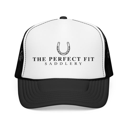 Trucker Hat — "The Perfect Fit Saddlery" Horseshoe Logo