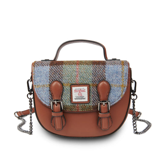 Mini Cobble Satchel in Chestnut and Blue Tartan