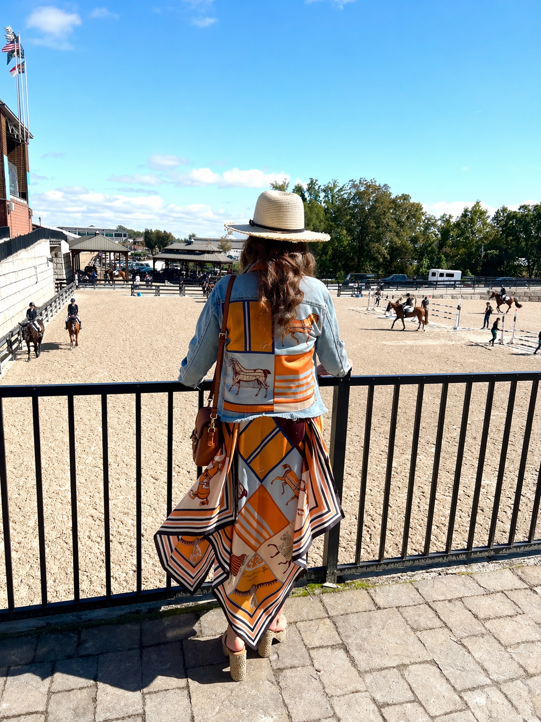 The Light  Denim Jacket /  Light Blue with Orange Horse
