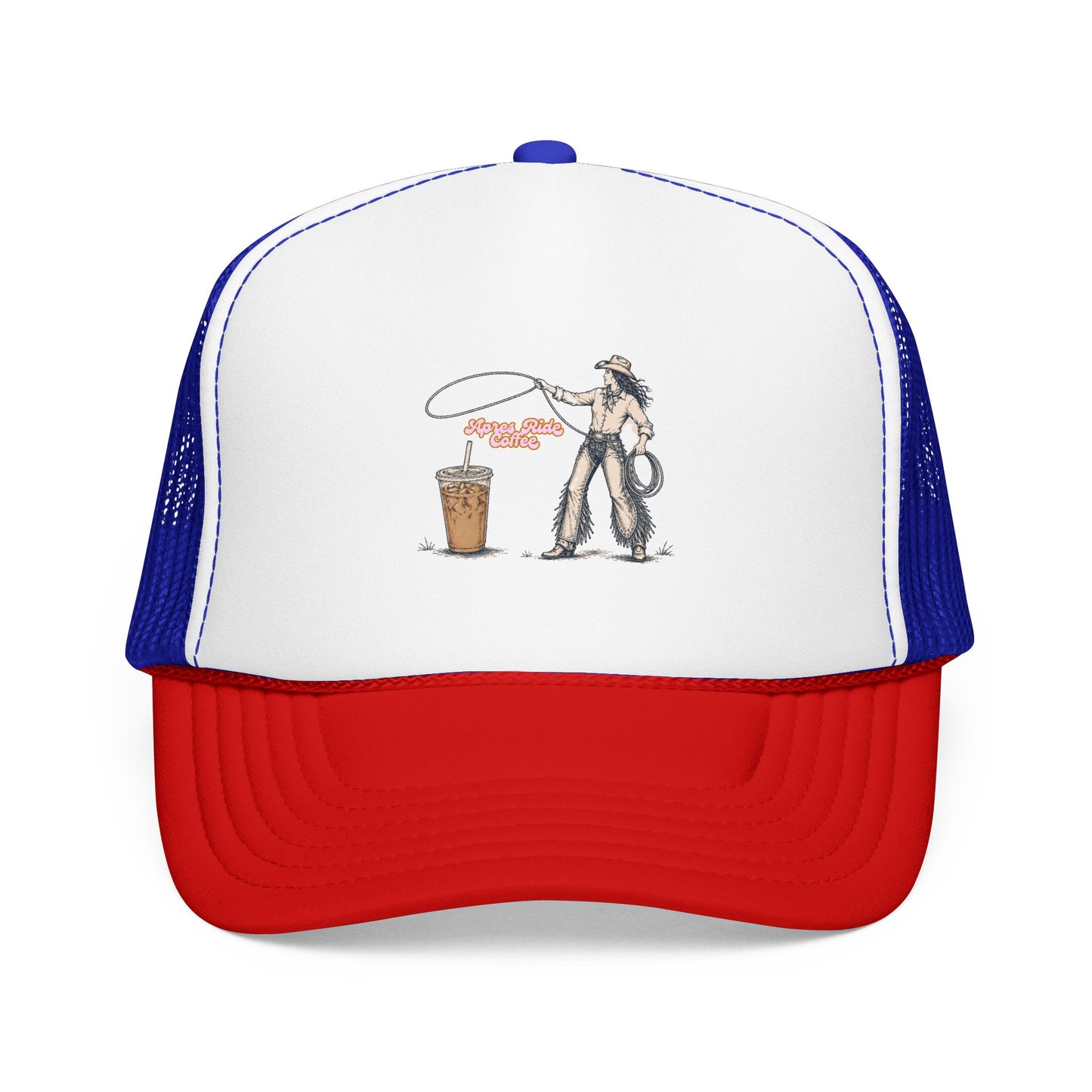 Cyclist Ring Toss Foam Trucker Hat — Funny Bike Skill Graphic Cap