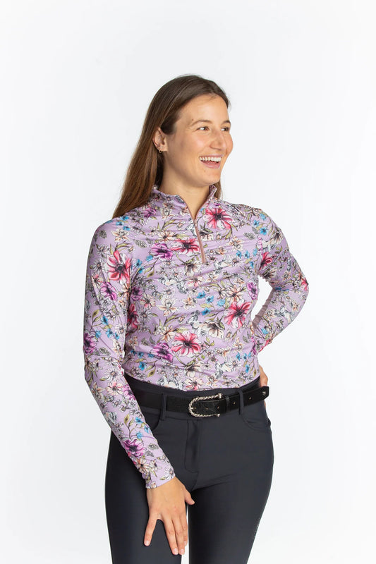 Purple floral riding top