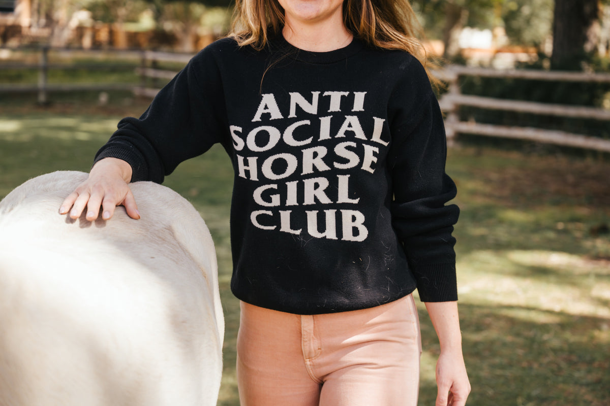 Anti Social Horse Girl Club knit crewneck sweater