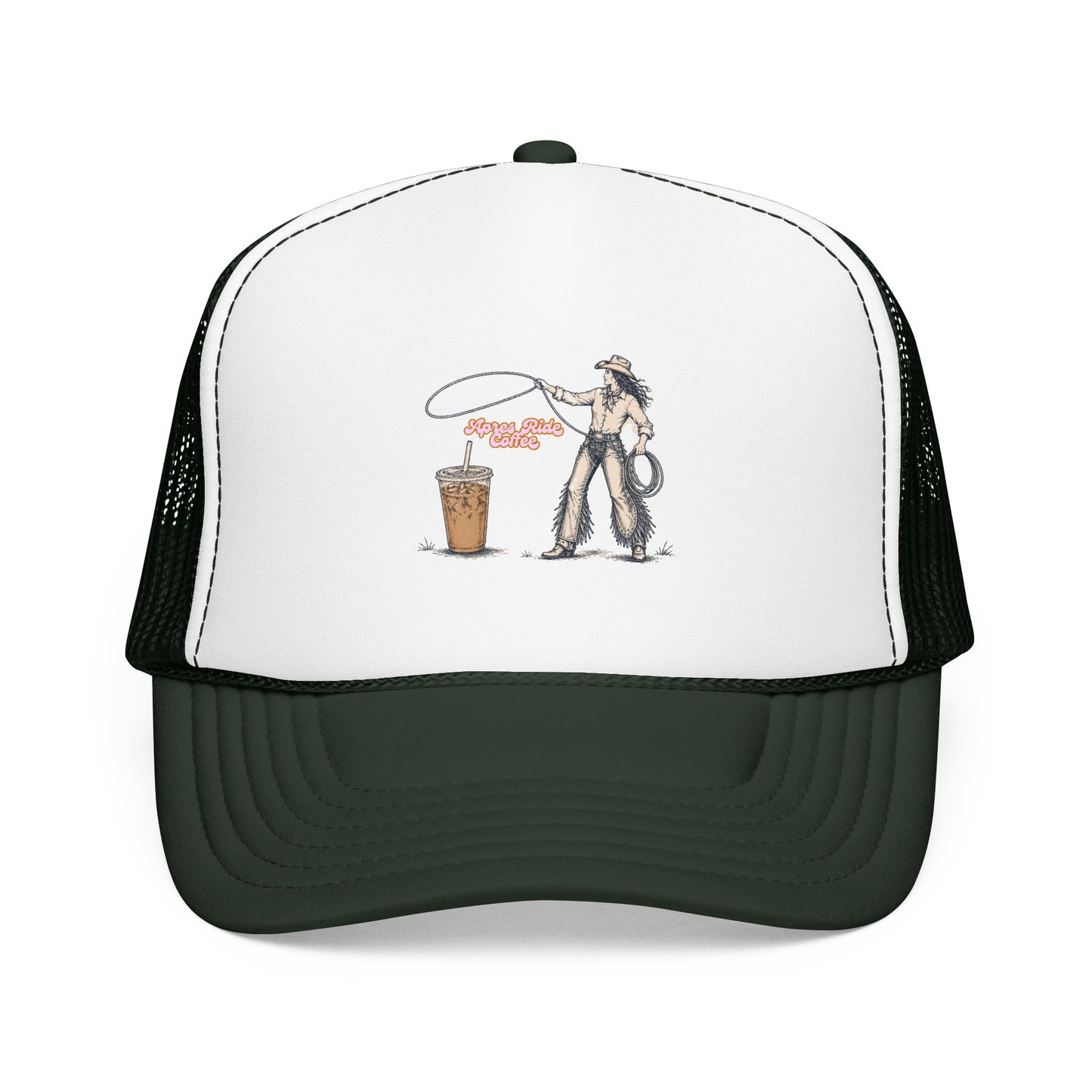 Cyclist Ring Toss Foam Trucker Hat — Funny Bike Skill Graphic Cap