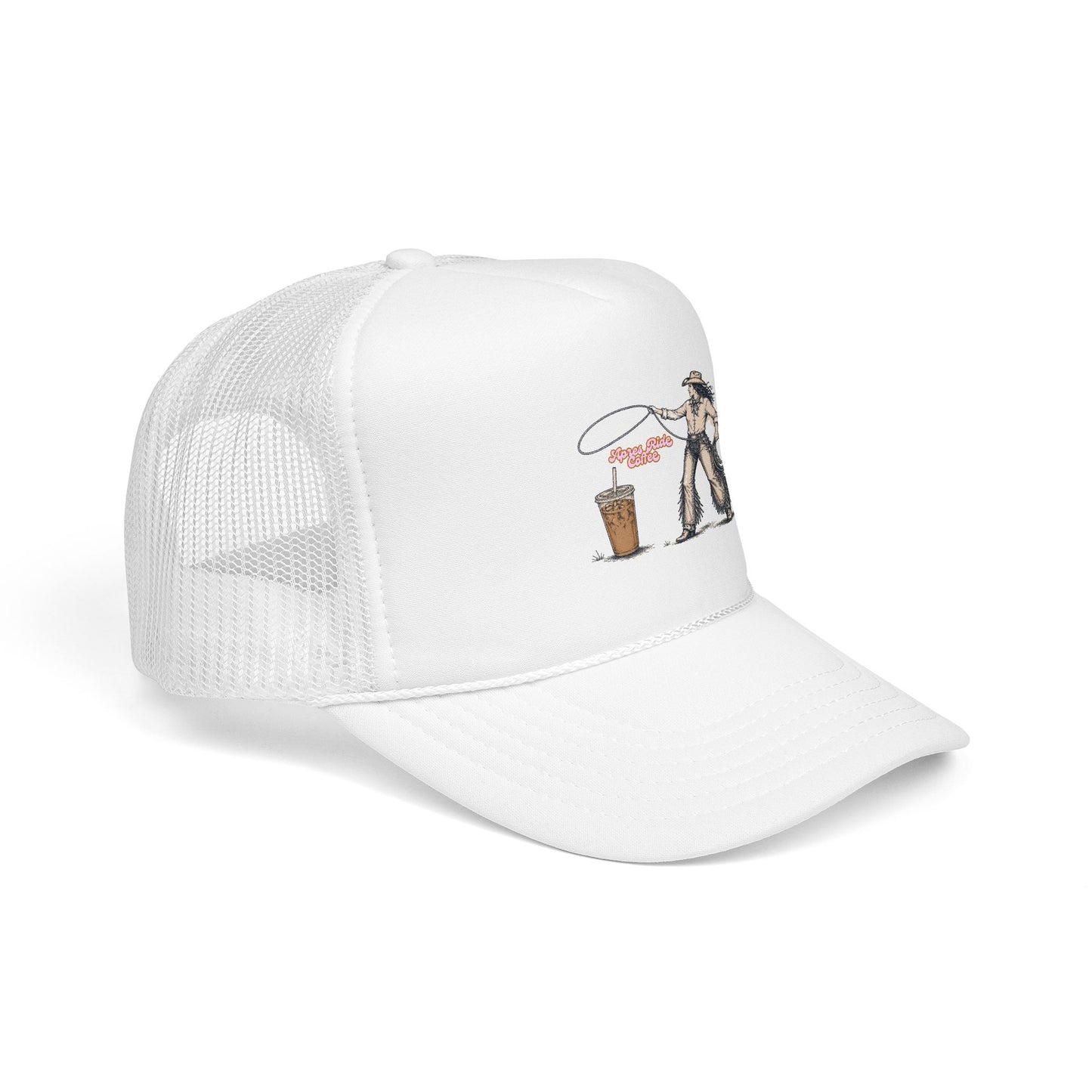 Cyclist Ring Toss Foam Trucker Hat — Funny Bike Skill Graphic Cap